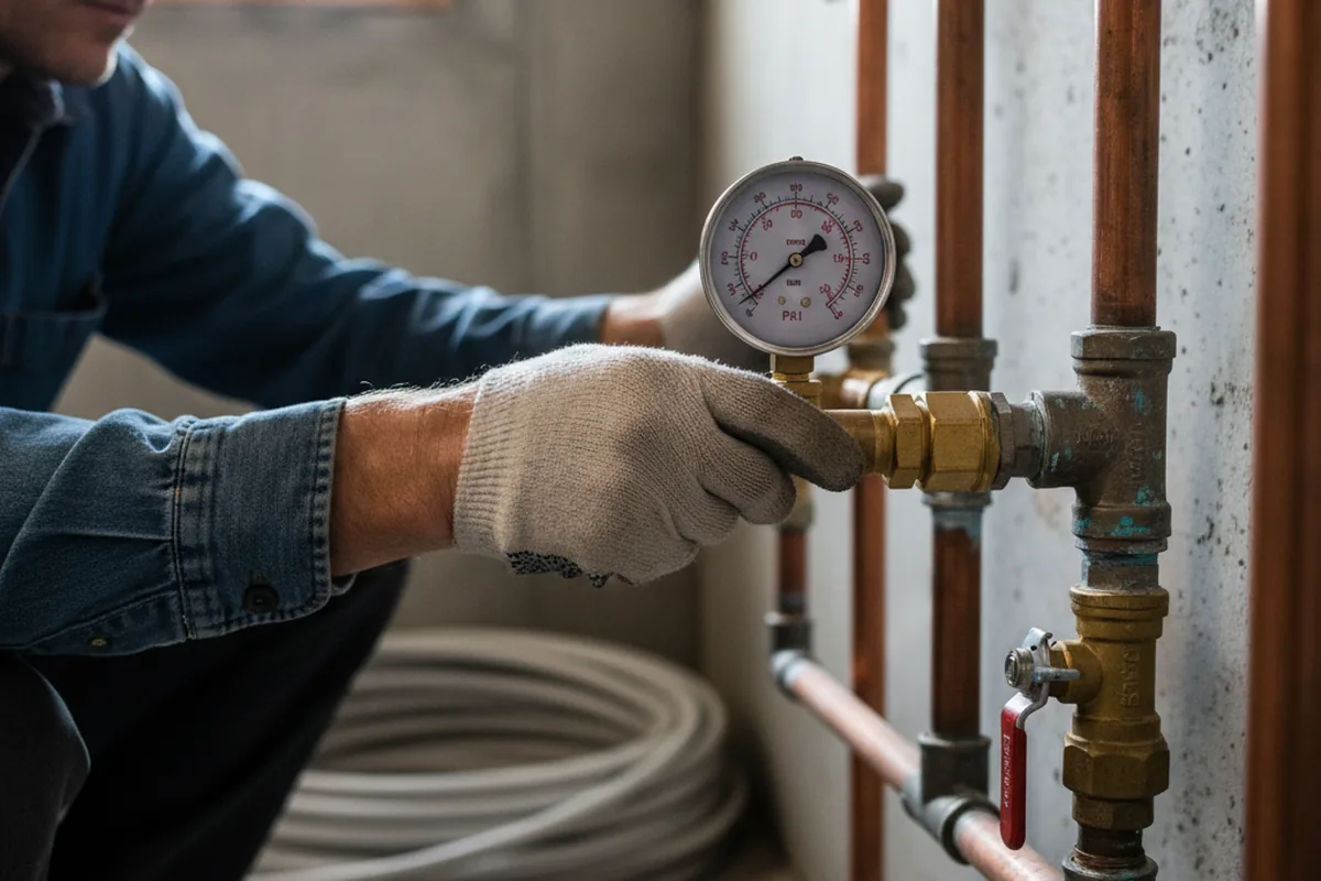 Pressure testing a repaired line during Water Line Repair in Cowiche